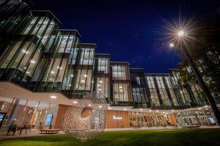 The Discovery Centre courtyard at night view